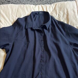 Men's Textured Short-Sleeve Button-Down Shirt - Black